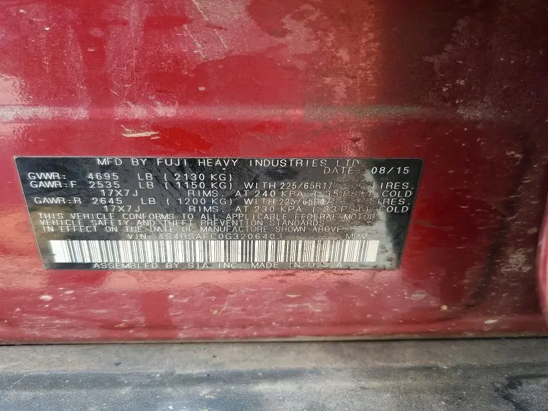 2016 SUBARU OUTBACK 2.5I PREMIUM  