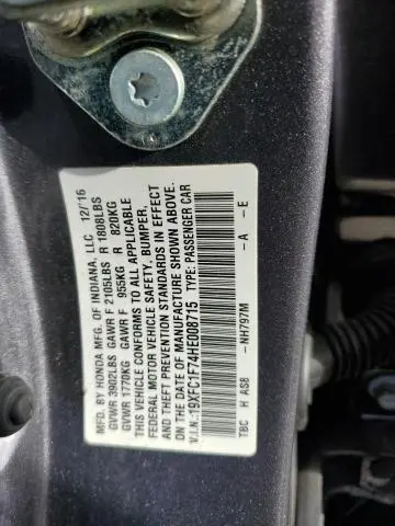 2017 HONDA CIVIC EXL  