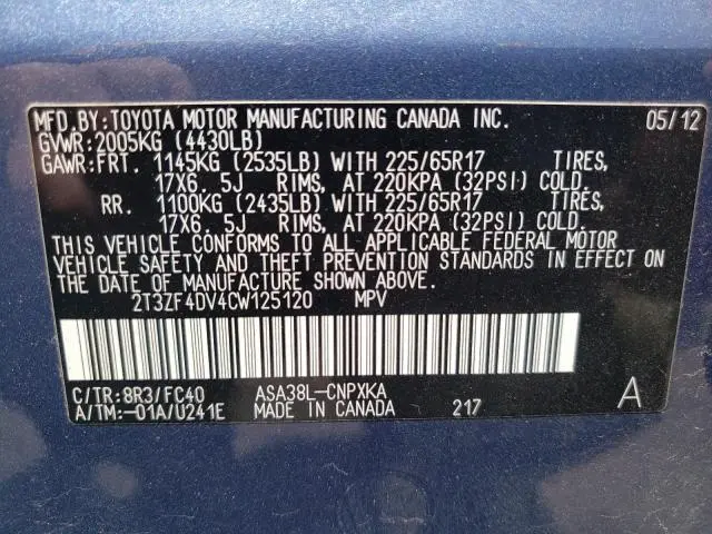 2012 TOYOTA RAV4   