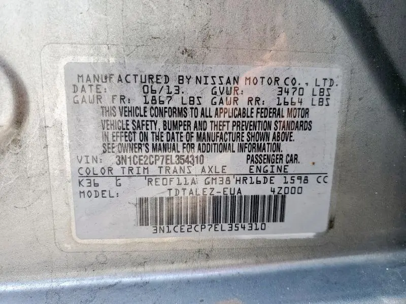 2014 NISSAN VERSA NOTE S  