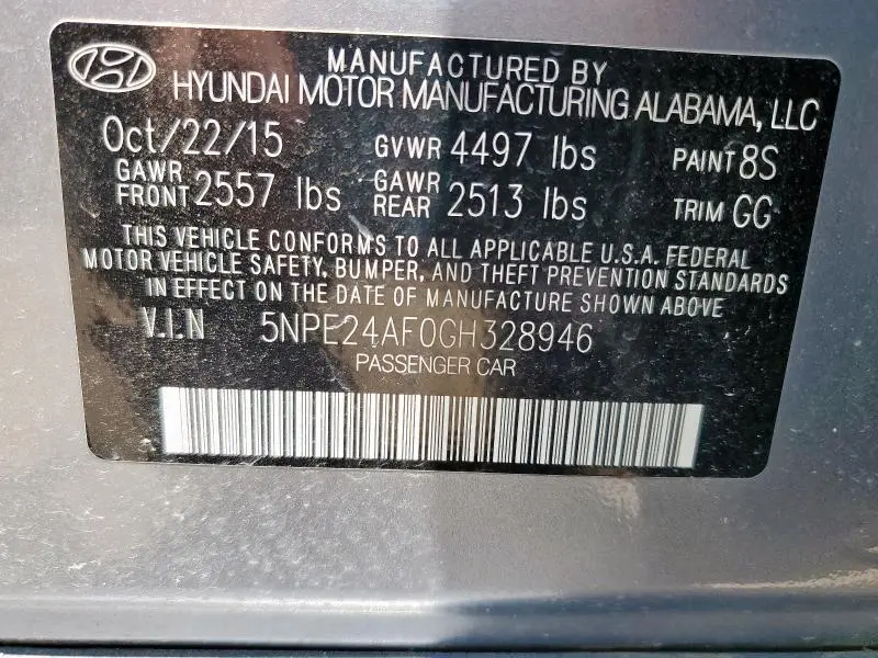 2016 HYUNDAI SONATA SE  