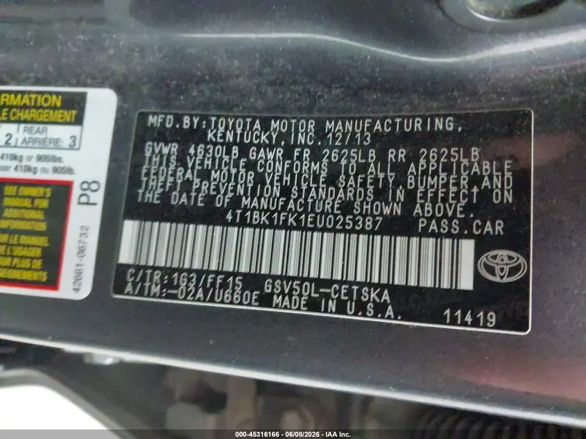 2014 TOYOTA CAMRY SE V6