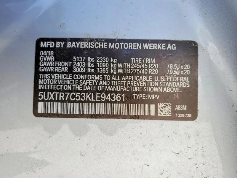 2019 BMW X3 SDRIVE30I  