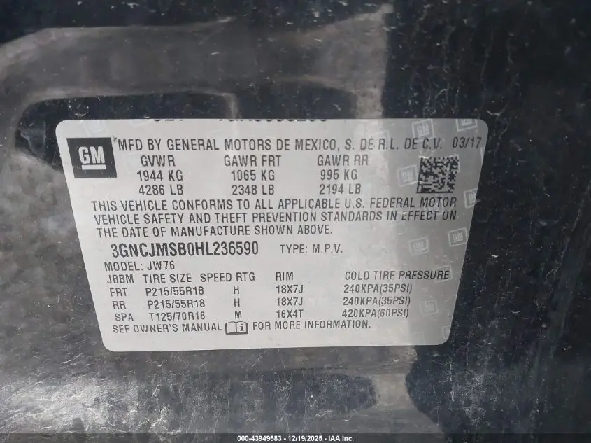 2017 CHEVROLET TRAX PREMIER