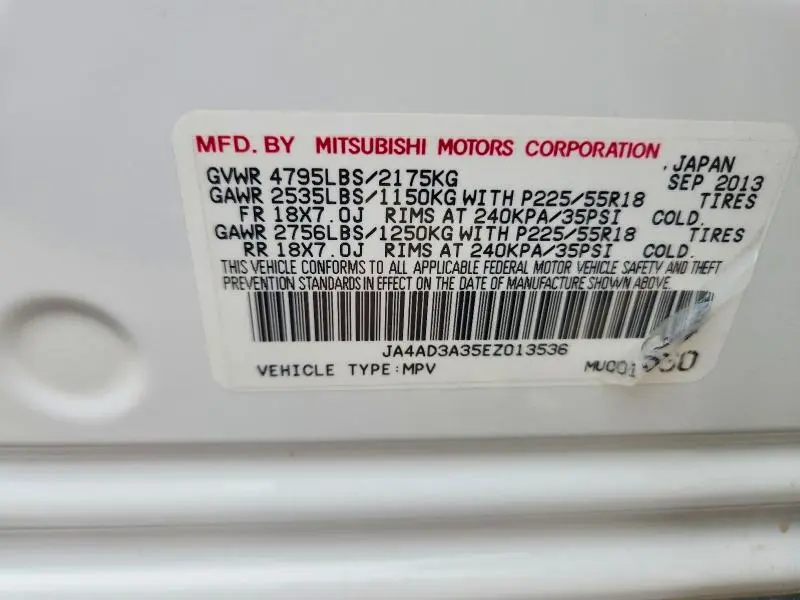 2014 MITSUBISHI OUTLANDER SE  