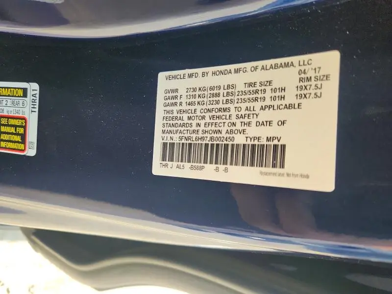 2018 HONDA ODYSSEY ELITE  