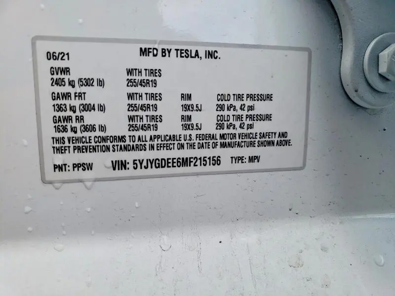 2021 TESLA MODEL Y   
