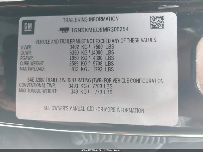 2021 CHEVROLET TAHOE 4WD LS