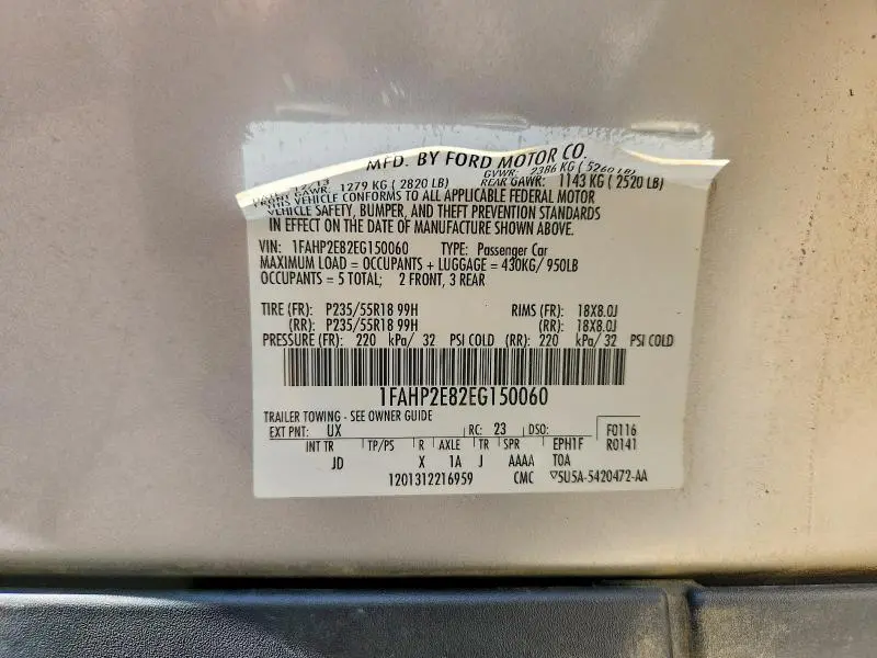 2014 FORD TAURUS SEL  