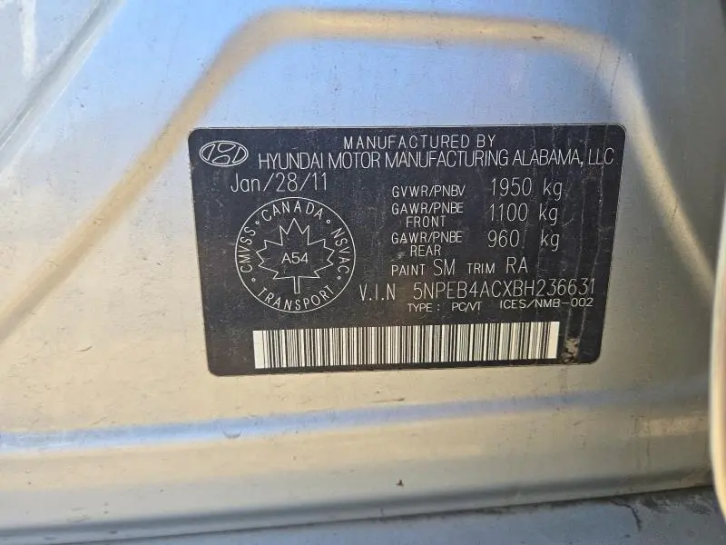 2011 HYUNDAI SONATA GLS  