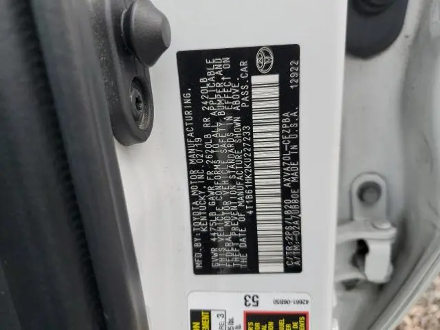 2019 TOYOTA CAMRY XSE  