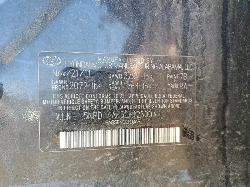 2012 HYUNDAI ELANTRA GLS  