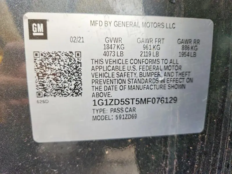 2021 CHEVROLET MALIBU LT  