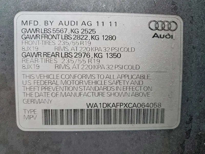 2012 AUDI Q5 PREMIUM PLUS  