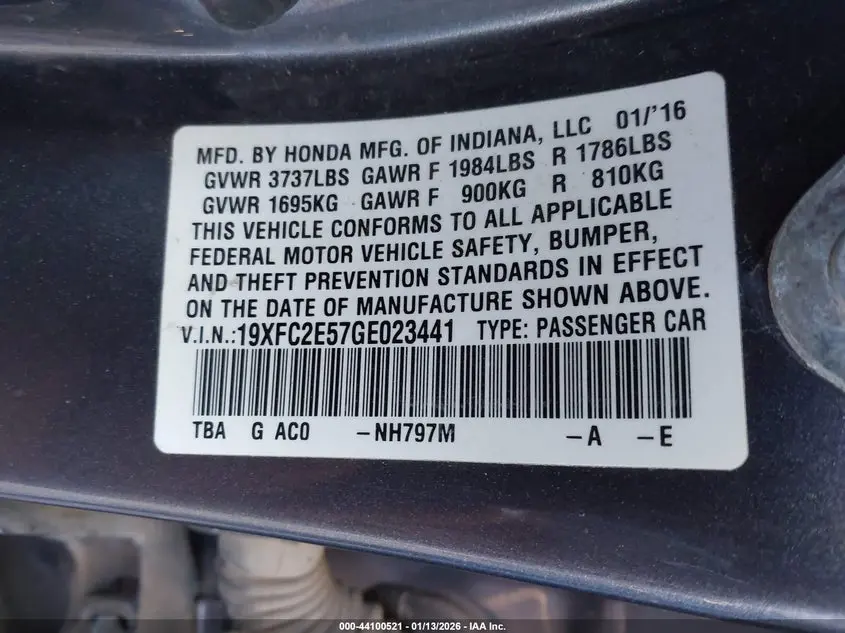 2016 HONDA CIVIC LX