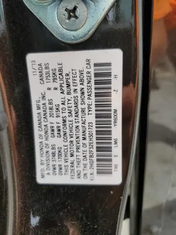 2014 HONDA CIVIC LX  