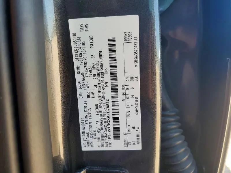 2019 FORD F150 RAPTOR  