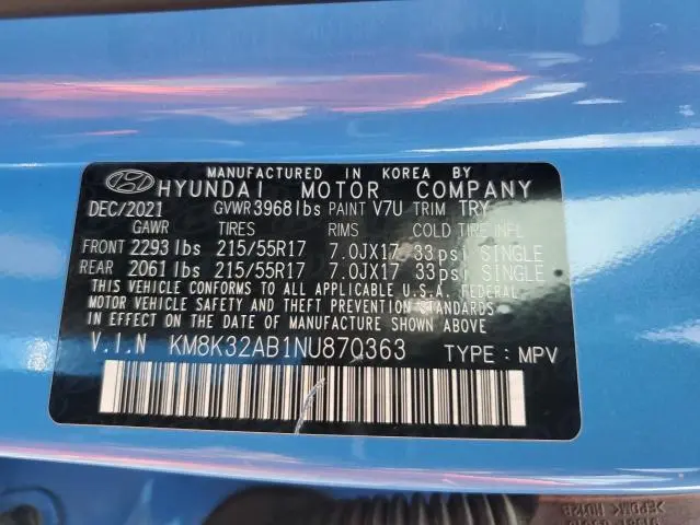 2022 HYUNDAI KONA SEL  