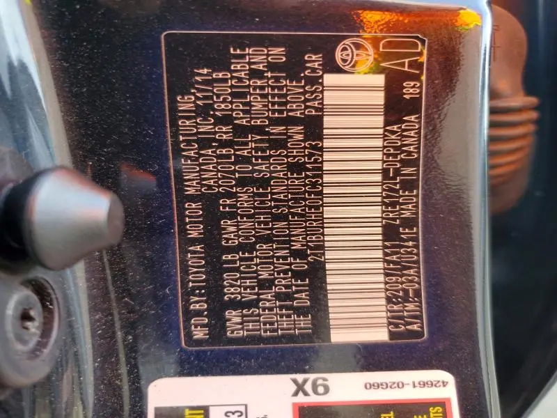 2015 TOYOTA COROLLA L  