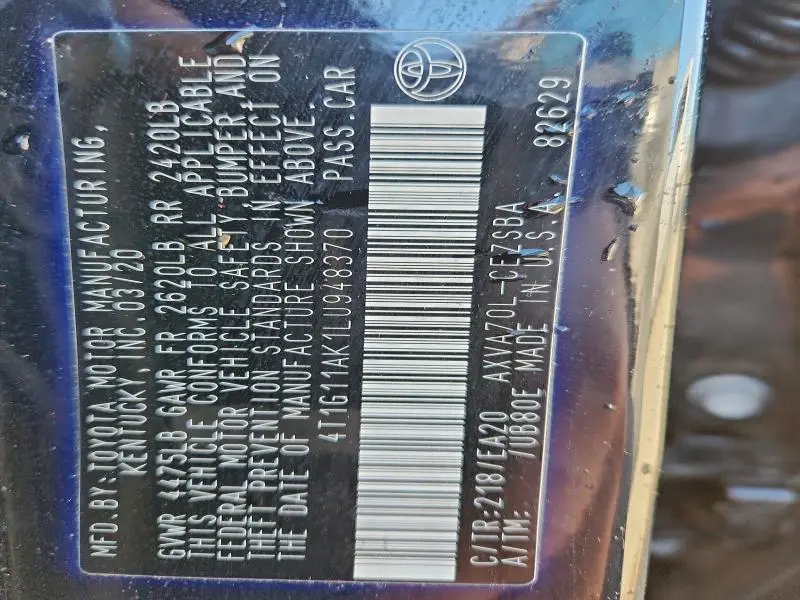 2020 TOYOTA CAMRY SE  