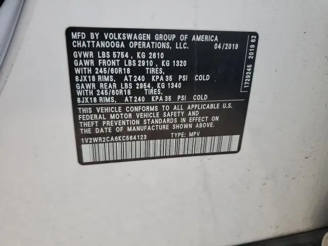 2019 VOLKSWAGEN ATLAS SE  