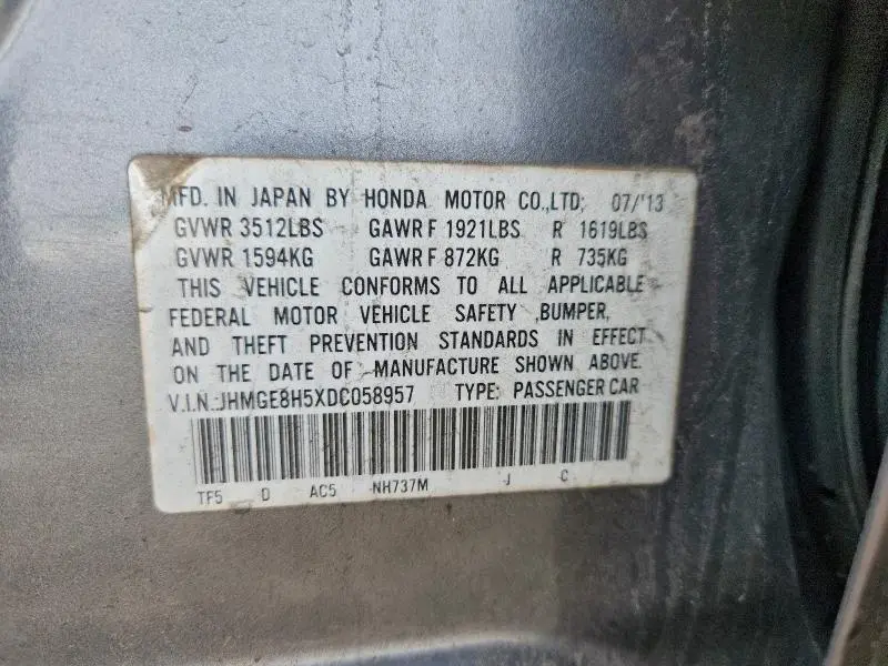 2013 HONDA FIT SPORT  