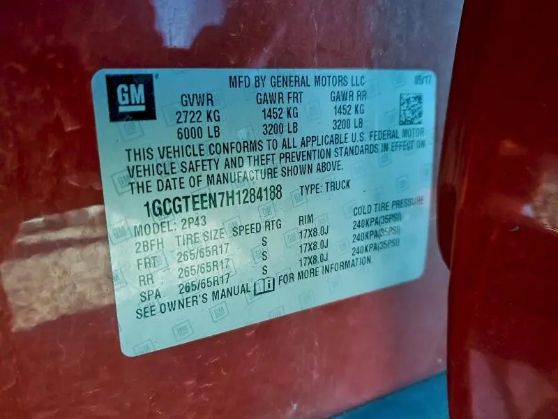 2017 CHEVROLET COLORADO ZR2  