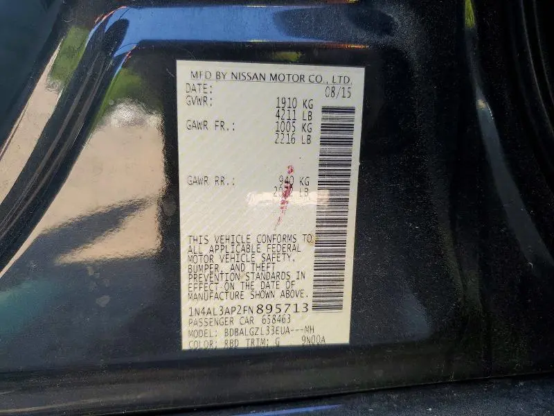 2015 NISSAN ALTIMA 2.5 S  