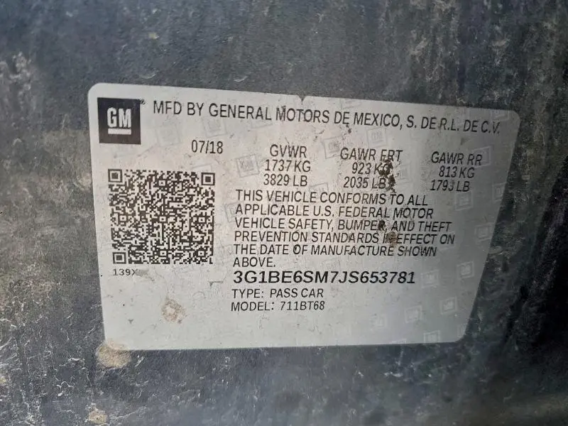 2018 CHEVROLET CRUZE LT  