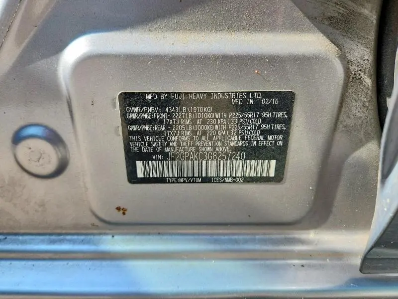 2016 SUBARU CROSSTREK LIMITED  