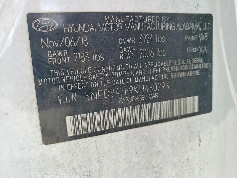 2019 HYUNDAI ELANTRA SEL  