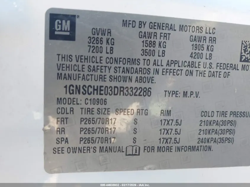 2013 CHEVROLET SUBURBAN 1500 LS