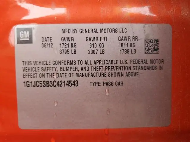 2012 CHEVROLET SONIC LT  