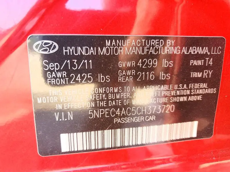 2012 HYUNDAI SONATA   