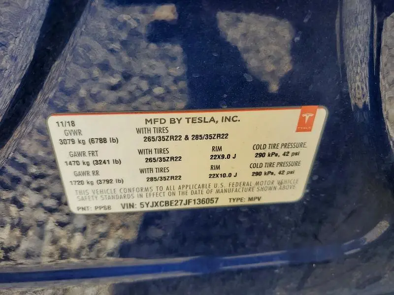 2018 TESLA MODEL X   