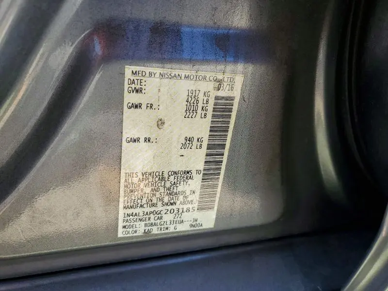 2016 NISSAN ALTIMA 2.5 S  