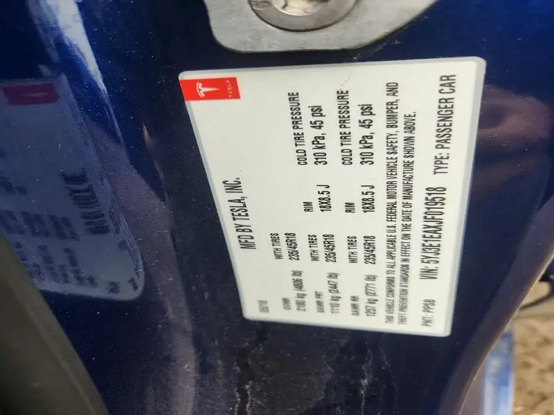 2018 TESLA MODEL 3   