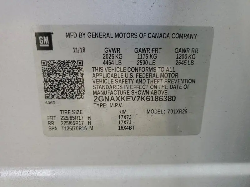 2019 CHEVROLET EQUINOX LT  