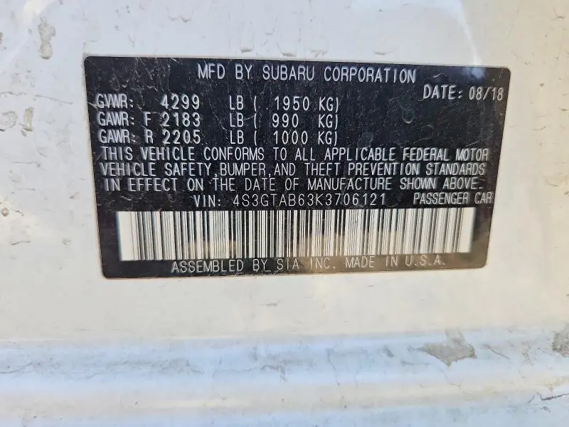 2019 SUBARU IMPREZA   