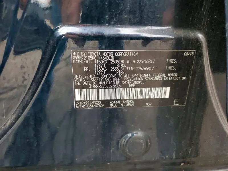 2018 TOYOTA RAV4 XLE  