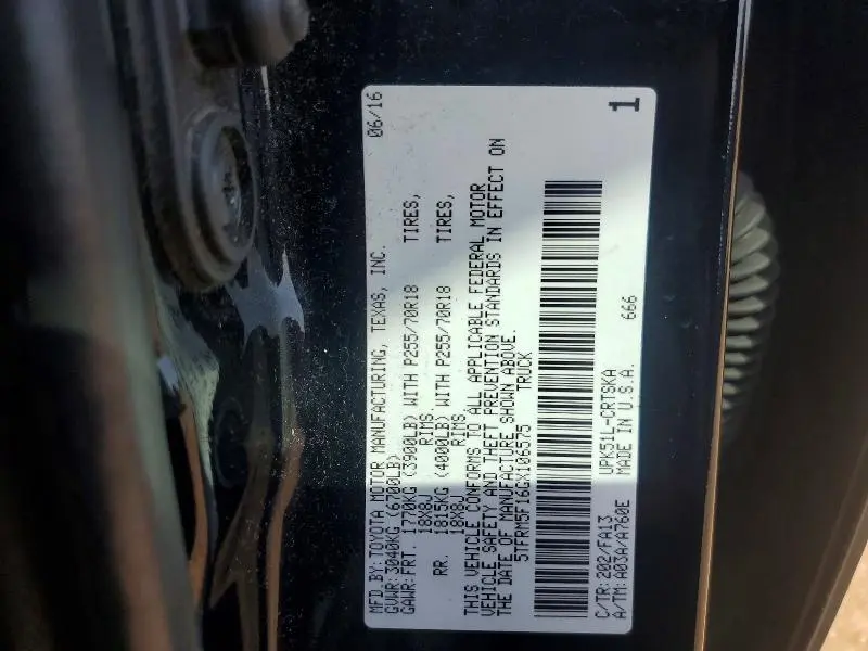 2016 TOYOTA TUNDRA SR  