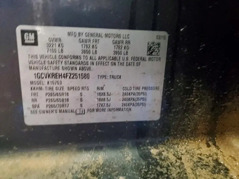 2015 CHEVROLET SILVERADO K1500 LT  