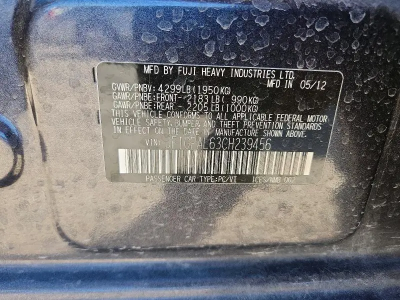 2012 SUBARU IMPREZA SPORT PREMIUM  