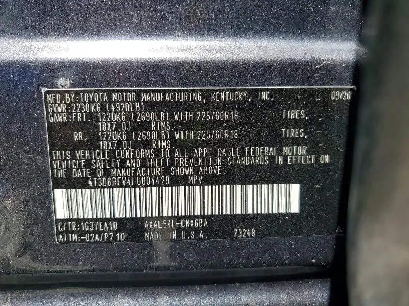 2020 TOYOTA RAV4 LIMITED  