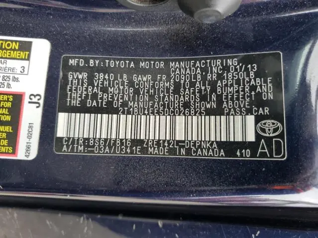 2013 TOYOTA COROLLA BASE  