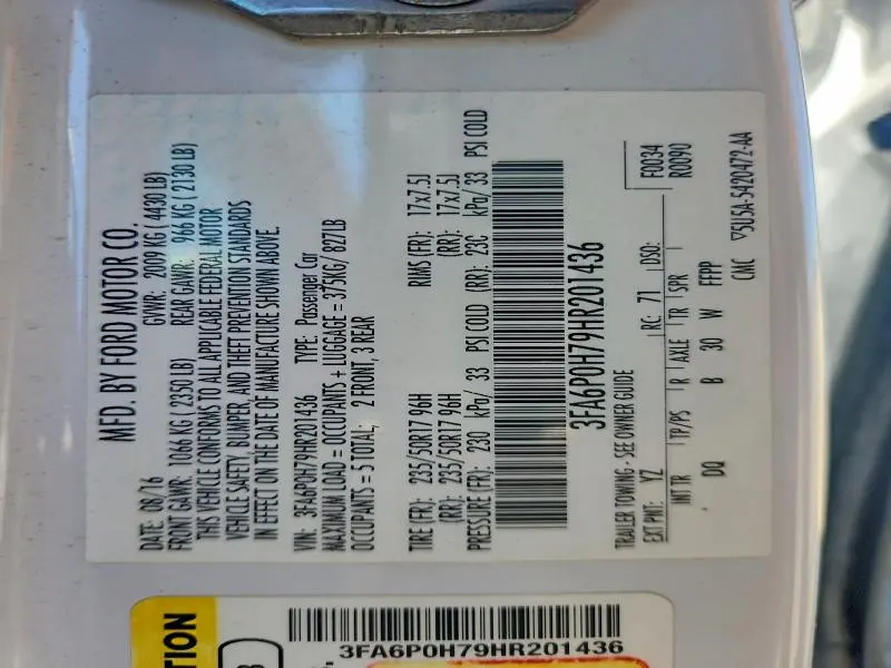 2017 FORD FUSION SE  