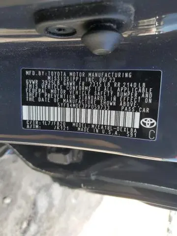 2023 TOYOTA COROLLA LE  