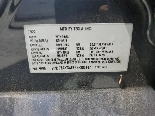 2022 TESLA MODEL Y   