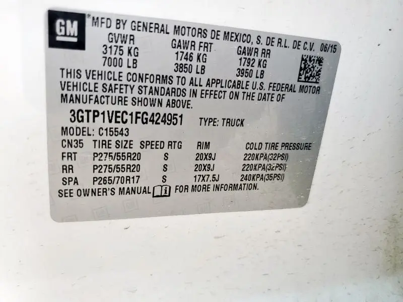 2015 GMC SIERRA C1500 SLT  