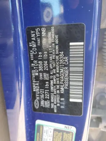 2021 HYUNDAI ELANTRA LIMITED  